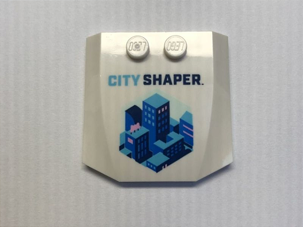 Placa em Cunha 4x4x2/3 Branca com escrita 'CITY SHAPER'