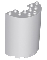 Meio cilindro 3x6x6 com recorte 1x2 Cinza Claro