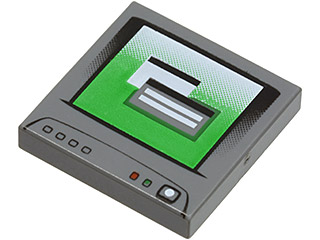 Placa Lisa 2x2 com Desenho de Monitor de Computador Cinza Escura
