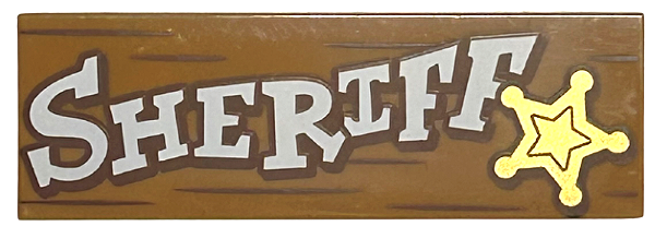 Placa Lisa 2x6 Com Desenho de Estrela e escrita 'SHERIFF' Medium Nougat