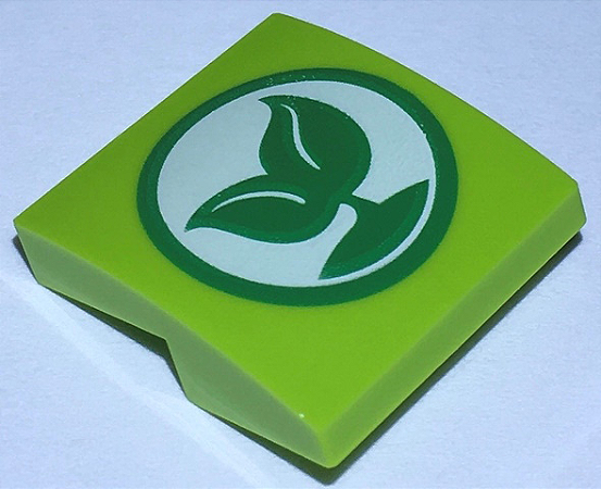 Inclinação curva 2x2x2/3 com desenho de broto verde com 2 folhas Verde Limão
