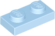 Placa 1x2 - Bright Light Blue