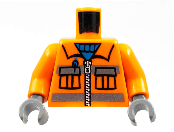 Torso Laranja com Desenho de Ziper e Bolsos