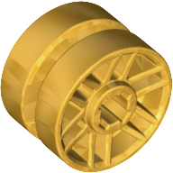 Roda 14 mm D. x 9,9 mm com ranhura central parafusos falsos e 6 raios duplos Dourada Metálica