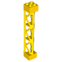 Suporte 2x2x10 com Viga Triangular Vertical - Tipo 4 - 3 Postes e 3 Seções Amarelo