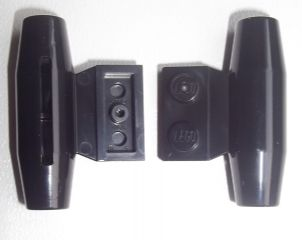 Motor liso pequeno com placa lateral 1x2 com suportes de eixo e slot Preto