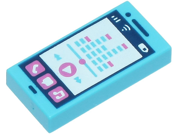 Placa Lisa 1x2 com desenho de smartphone Medium Azure