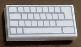 Placa Lisa 1x2 com Desenho de Teclado Branco
