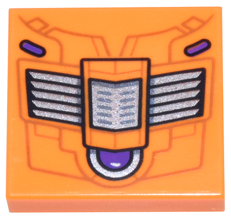Placa Lisa 2x2 com desenho de Painel Mecânico com Ventiladores Laranja
