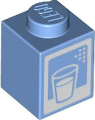 Tijolo 1x1 com desenho de caixa de leite Medium Blue