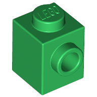 Tijolo Modificado 1x1 Com Furo Lateral Verde