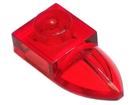 Placa Modificada 1x1 com dente na horizontal Translúcida Vermelha