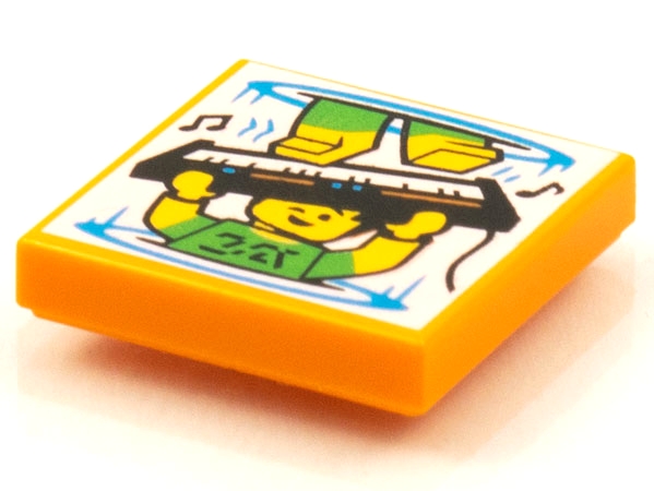 Placa Lisa 2x2 com desenho de tecladista Laranja
