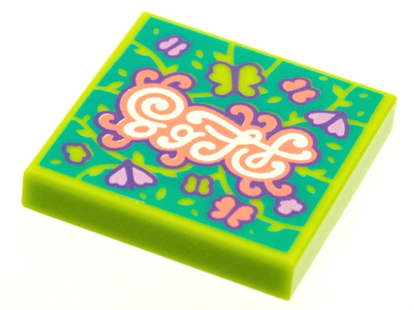 Placa Lisa 2x2 com desenho de borboletas Verde Limão