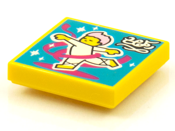 Placa Lisa 2x2 com desenho de bailarino amarela