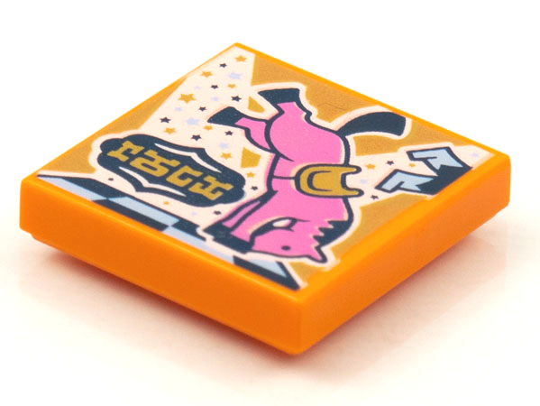 Placa Lisa 2x2 com desenho de cavalo de rodeio Laranja