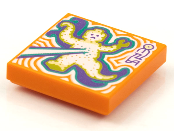 Placa Lisa 2x2 com desenho de fantasma Laranja