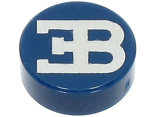 Placa Lisa Redonda 1x1 com desenho do Logo da Bugatti Azul