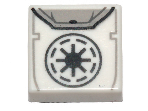 Placa Lisa 1x1 com desenho de Mochila com Símbolo da República Galáctica SW Branca