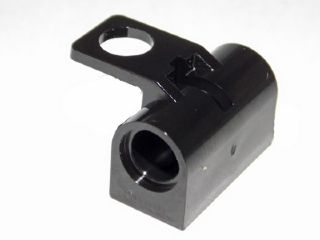 Mochila preta para minifigura com furos horizontais e suporte para pescoço