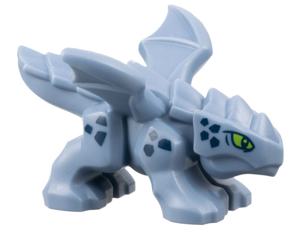 Dragão bebê com asas abertas e desenho de escamas azuis escuras - Sand Blue