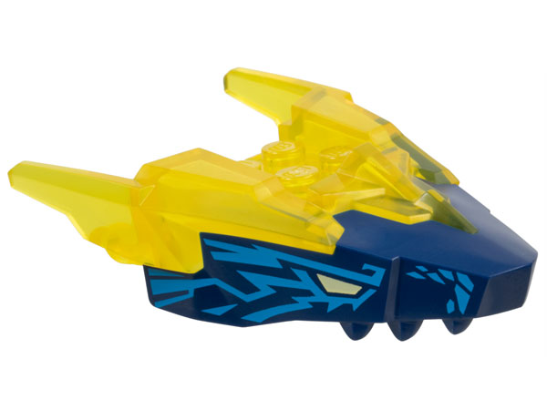 Cabeça de dragão (Ninjago) mandíbula superior com chifres Translúcida Amarela