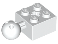 Tijolo Technic 2x2 com bola e encaixe para eixo Branco