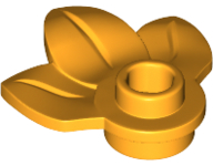 Placa Modificada 1x1 com Planta de 3 folhas Laranja Brilhante