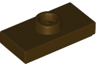 Placa Modificada 1x2 com botão Marrom Escura