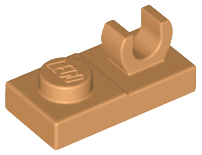 Placa Modificada 1x2 com clip Medium Nougat
