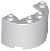 Metade de cilindro 2x4x2 com recorte 1x2 Cinza Claro