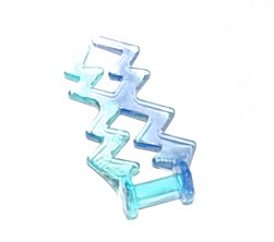 Onda Angular Dupla com Alça de Barra (Ziguezague Elétrico) Translúcida Azul Clara