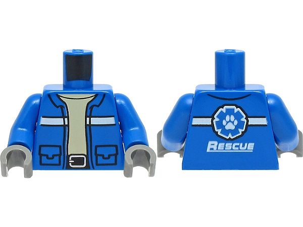Torso com desenho de jaqueta e bolsos e Logotipo de Resgate de Vida Selvagem
