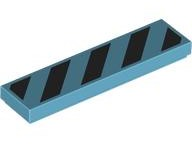 Placa Lisa 1x4 com desenho de listras pretas - Medium Azure