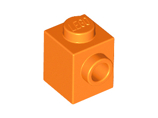 Tijolo Modificado 1x1 Com Furo Lateral Laranja