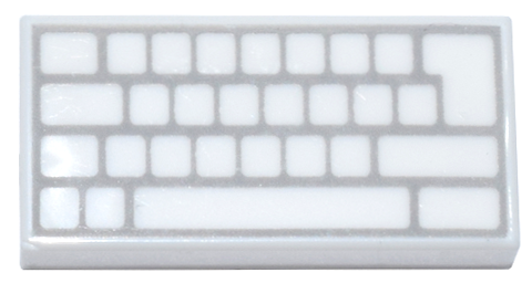 Placa Lisa 1x2 branca com desenho de teclado Branco