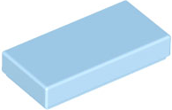 Placa Lisa 1x2 com Ranhura Azul Clara Brilhante