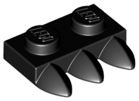 Placa Modificada 1x2 com 3 garras Preta