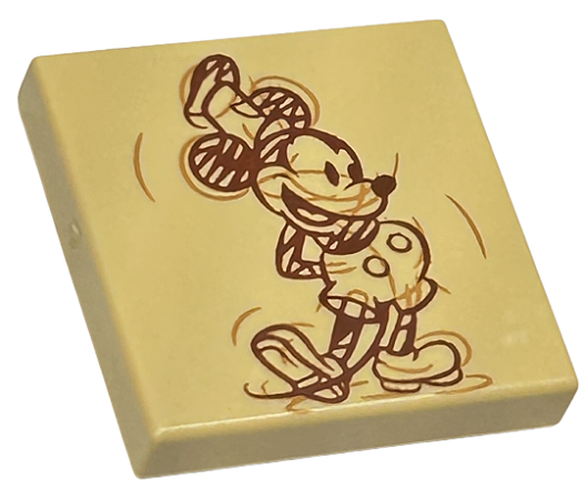 Placa Lisa 2x2 com desenho do Mickey Bege