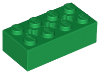 Tijolo Technic 2x4 com furos para eixos Verde
