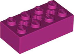 Tijolo Technic 2x4 com furos para eixos Magenta