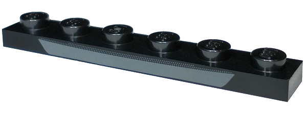 Placa 1x6 Preta com Linha Cinza Escura