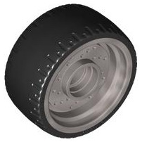 Roda 24x12 com furo para pino e pneu de borracha fixo Flat Silver
