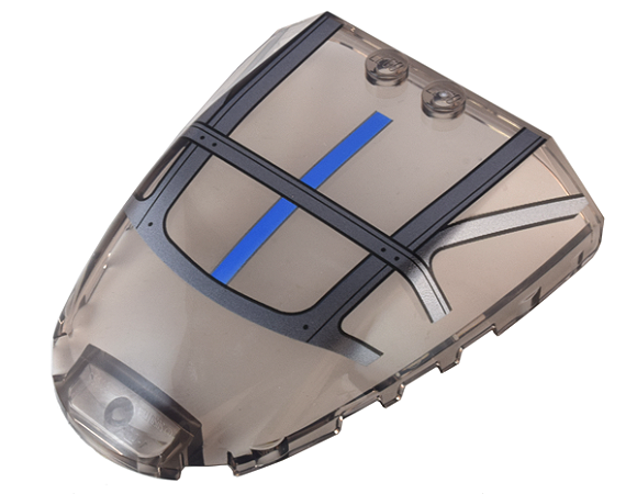 Para-brisa 6x7x1 1/3 com moldura prateada e listra azul Translúcido Escuro