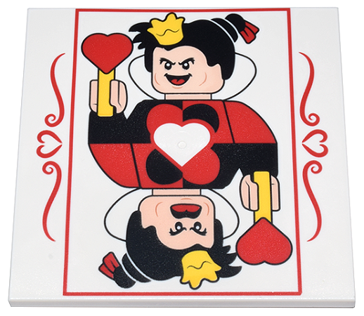 Placa Lisa 6x6 com desenho de carta de Baralho e da Rainha de Copas Branca