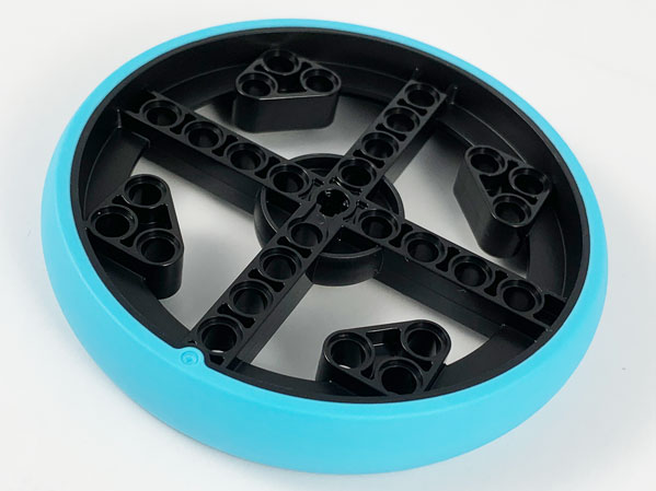 Roda 88x14 Technic com furo para eixo e 28 furos de pino com pneu de borracha fixo Médio Azure