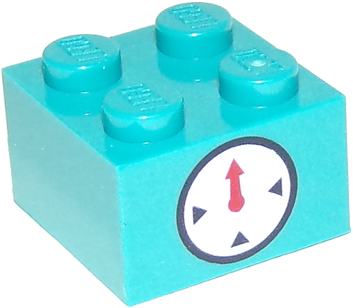 Tijolo 2x2 Azul Turquesa com desenho de indicador