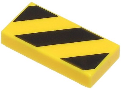 Placa Lisa 1x2 com listras pretas e amarelas de perigo