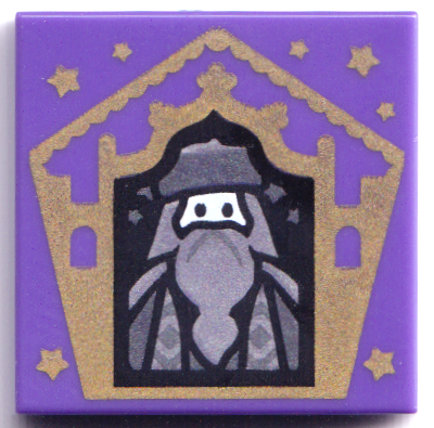 Placa Lisa 2x2 com desenho de Wizard Card de Albus Dumbledore Dourado