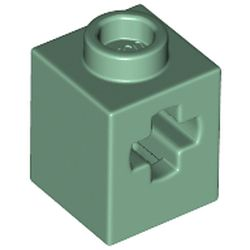 Tijolo 1x1 Technic com furo para eixo Sand Green